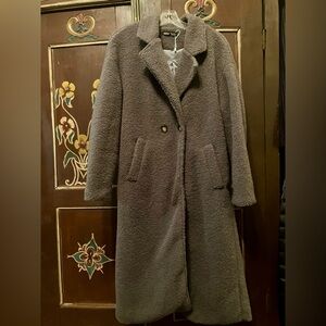 SHEIN Dark Gray Teddy Coat